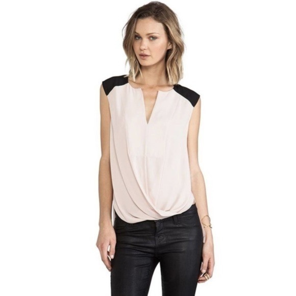 BCBGMAXAZRIA NWT MSRP$138 “Gisele” Pink Drape Sleeveless Top Blouse M - Picture 1 of 5
